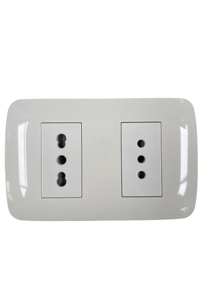 TOMA CORRIENTE DOBLE 10 Amp + 10/16 Amp 250V BLANCO